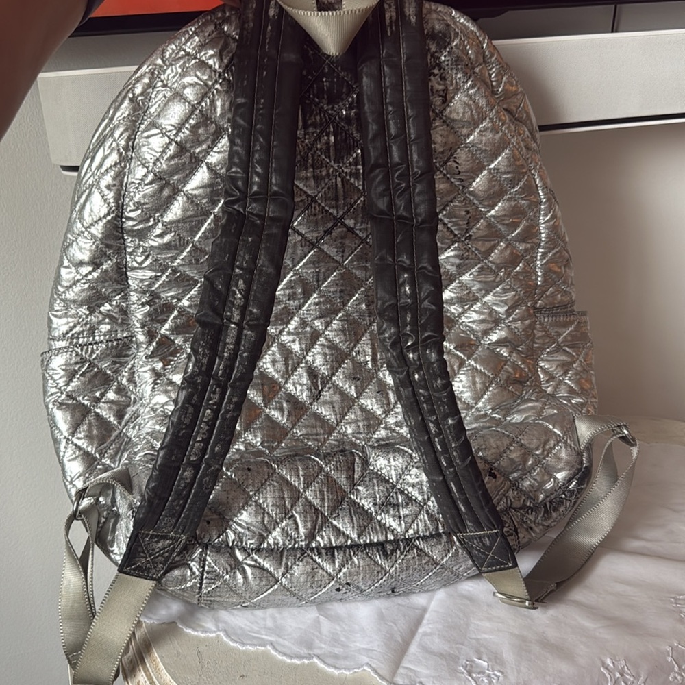 MZ Wallace Silver Quilted Backpack - Picture 10 of 13